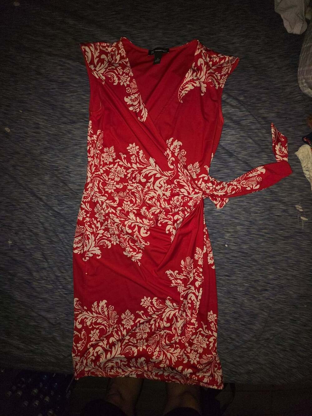 INC International Concepts Wrap Dress Size S Red White Floral